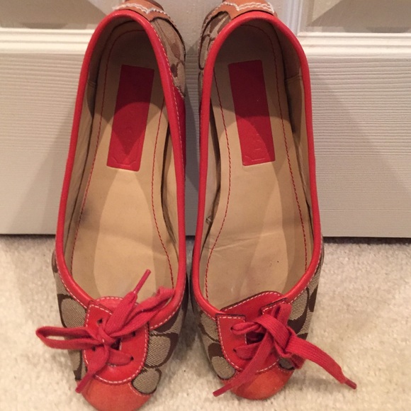 Coach signature poppy red flats.