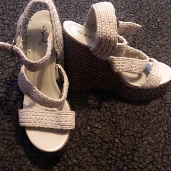 Beige wedges