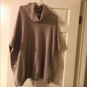 Cow neck oversized poncho sweater