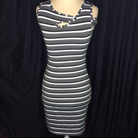 Striped multi Strap Bodycon Dress