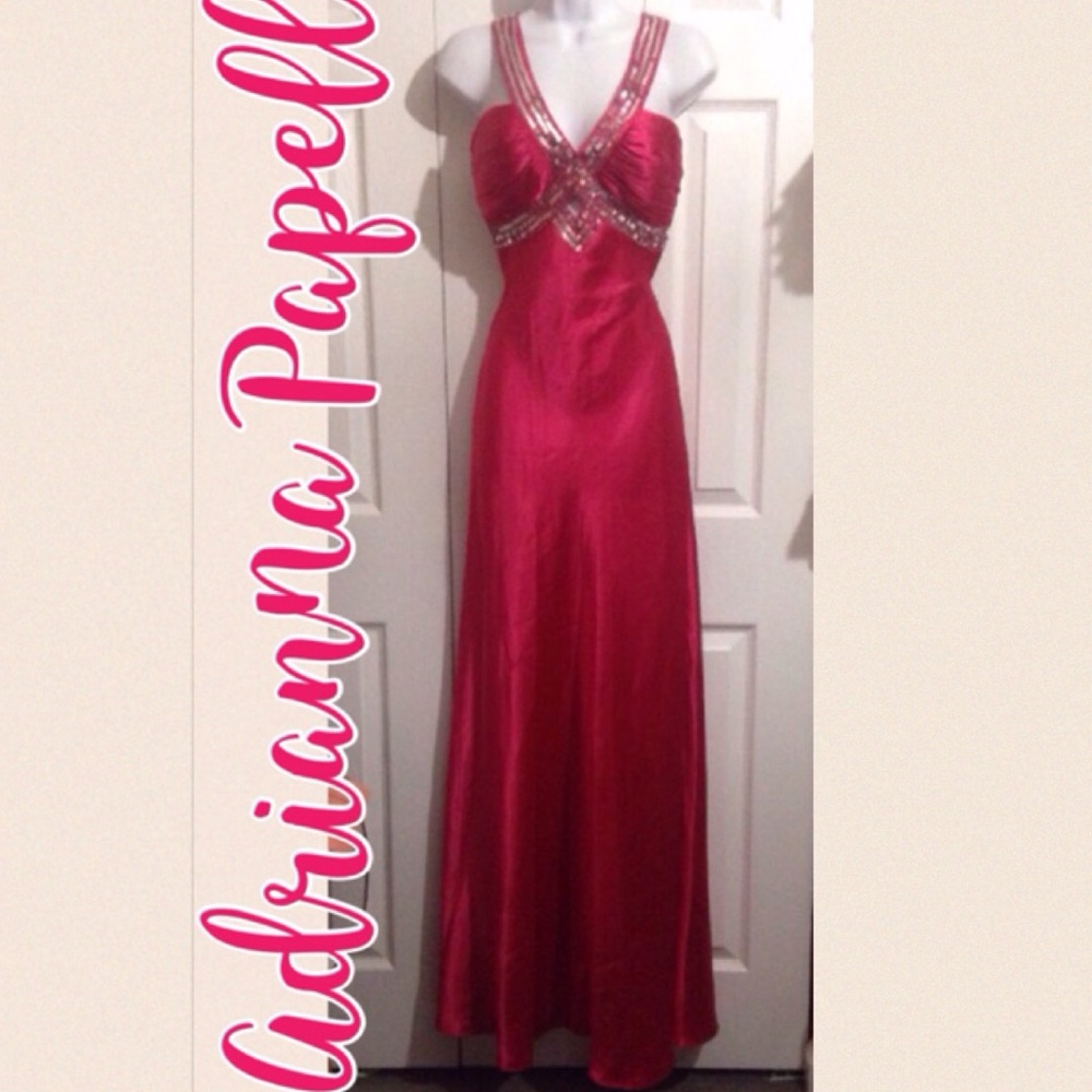 PINK, SILVER SEQUIN DRESS ADRIANNA PAPELL sz 3/4