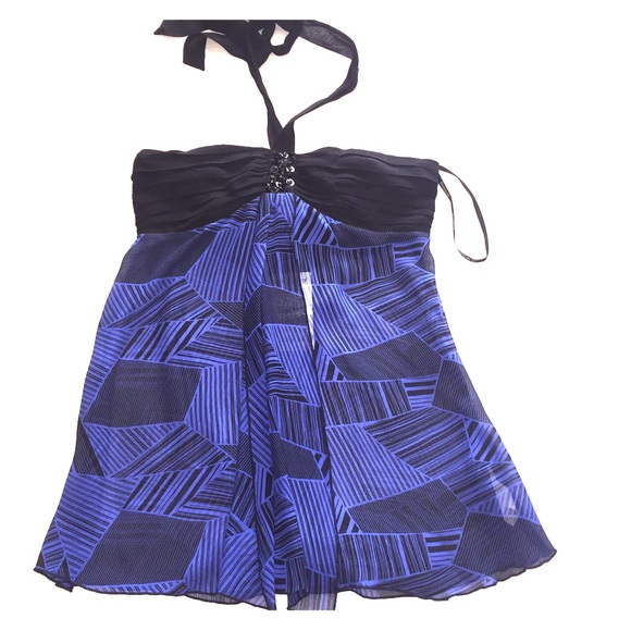 Bebe blue and black halter top
