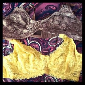 YELLOW AND BROWN LACE BRA