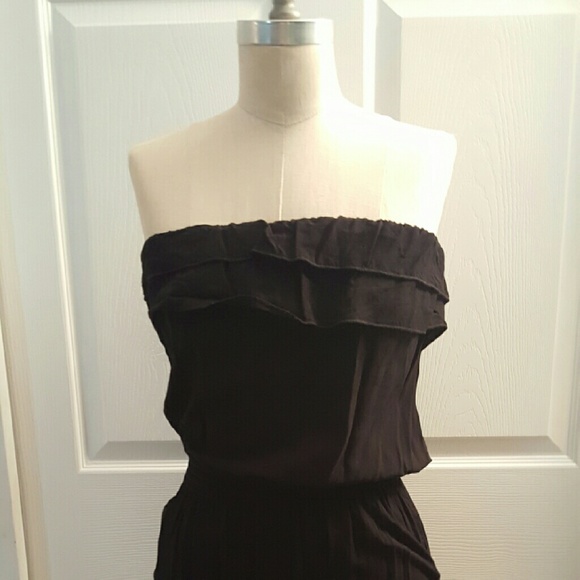 Strapless black cotton dress