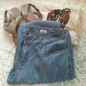 Level 99 Newport Chambray Wide Leg Trousers 27