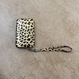 Leopard print 4/4s wallet/phone case