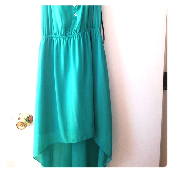 Turquoise high low halter dress size small