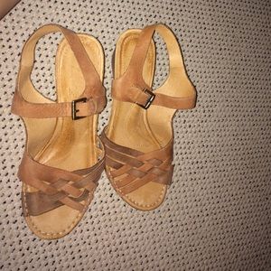 Leather strapped wedges