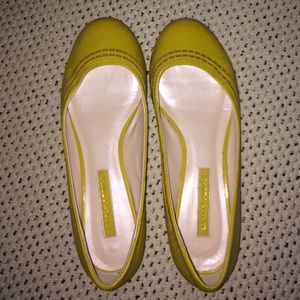 Yellow leather flats