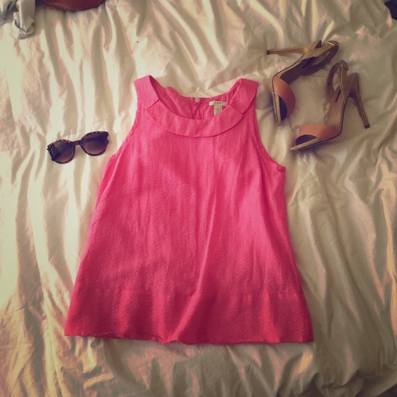 Bright Pink Sleeveless J. Crew Blouse