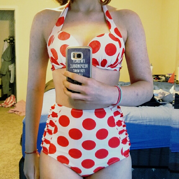 Red polka dot bikini