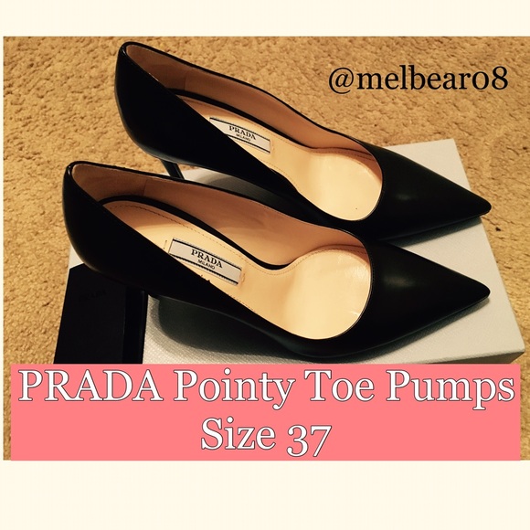 Prada Leather Pointy Toe Pump 37 w Ruelala Receipt