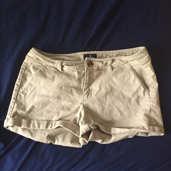 American Eagle Khaki Midi Shorts