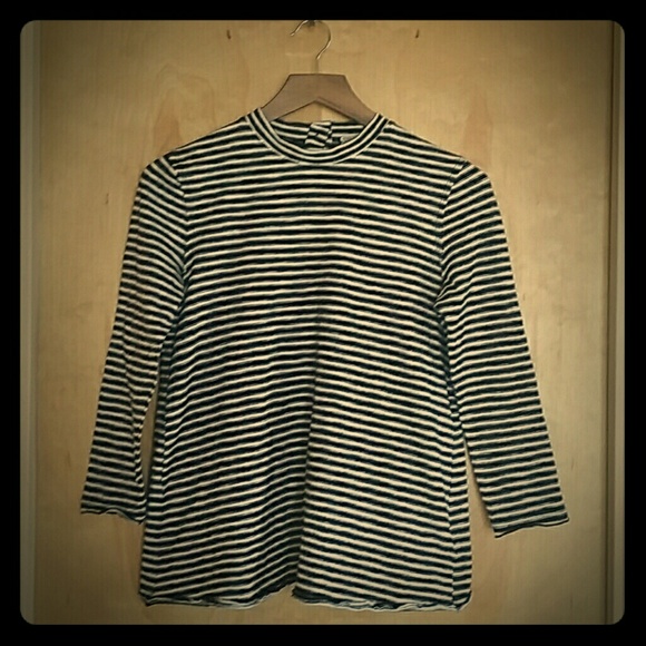 Free People Striped Quarter Sleeve T - XS