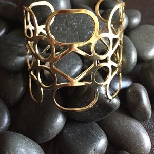 NWT geometric gold plated large cuff bracelet