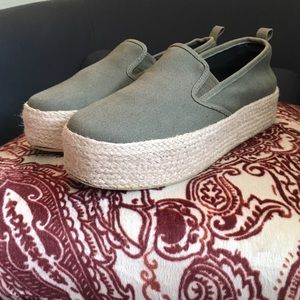 Forever 21 Army Green platform slip on shoes