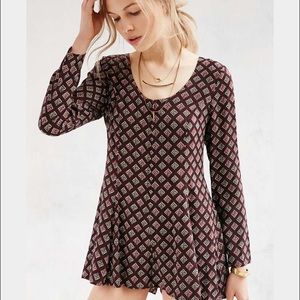 Lucca Couture Zip-front Floral Romper