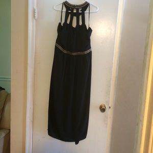 Black dress sheer overlay with gold detail. XL