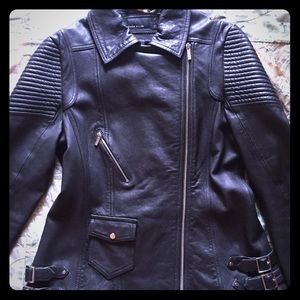 Black genuine leather Karen Millen jacket