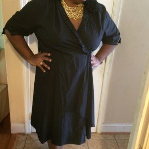 Black wrap dress. Button closure size 26-28