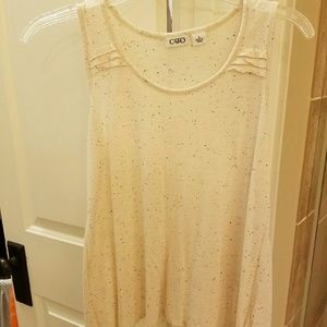 Light and airy tank. Tan w/spots of colors