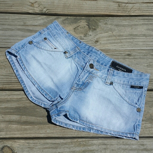 chanel denim shorts