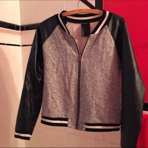 Pleather letterman jacket