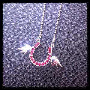 💋🌷 Silver Gemstone Horseshoe Necklace 🐒☀️