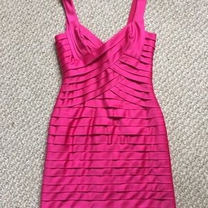 BCBG hot pink dress.
