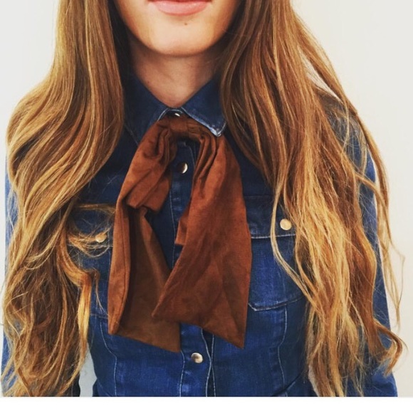 Suede neck bow