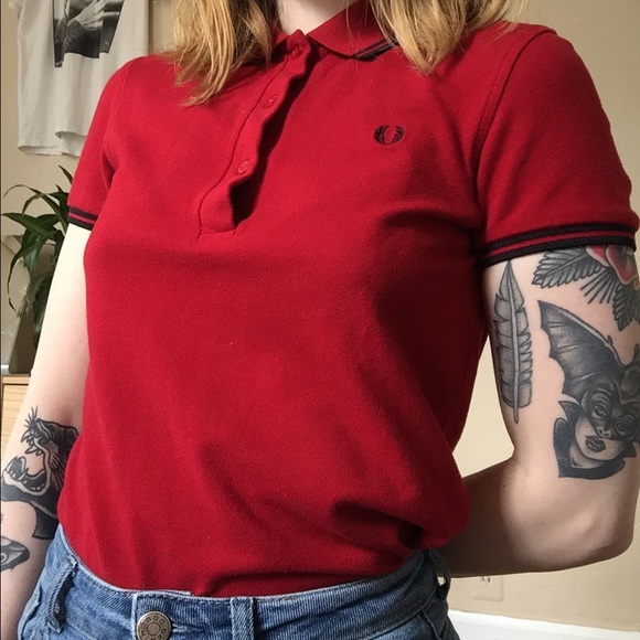 Womens red Fred perry polo size 4 (S)