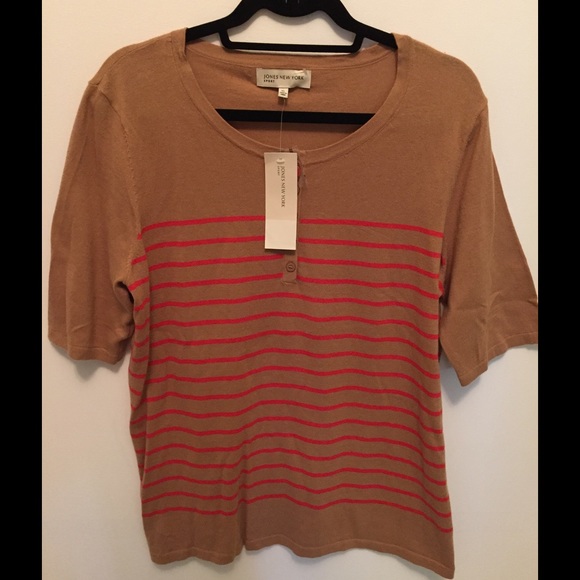 JONES NY KNIT SHORT SLEEVE TOP, NWT - Picture 2 of 4