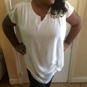 Off white sheer top with gold detail. 3x