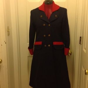Navy blue and red coat