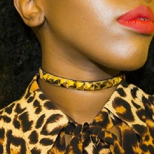 C. Wonder Leopard Print Studded Choker