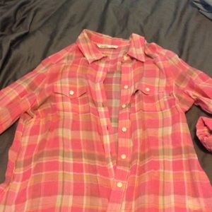 Coral plaid shirt