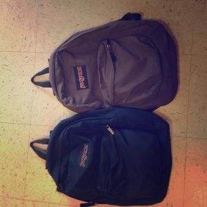 "Jansport" backpacks one dark blue one gray