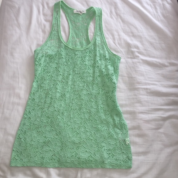 Lace racerback mint top - Picture 1 of 3