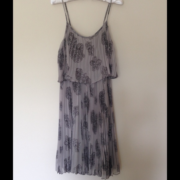 Halston pleated silk cocktail dress - grey