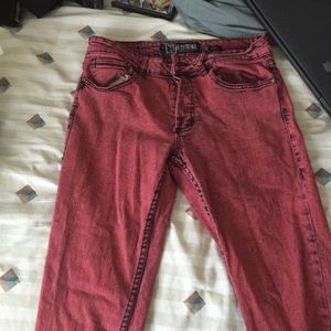 Red skinny jeans