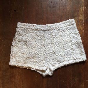 Must Have White Floral Lace Shorts