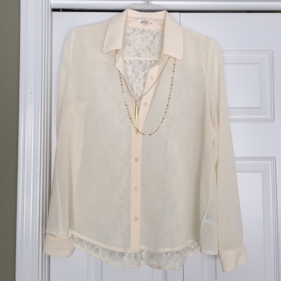 Cream lace back blouse
