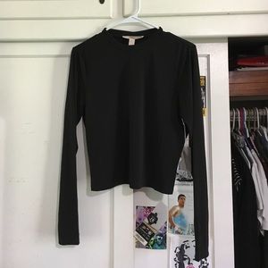 Black open-back long sleeve dressy top