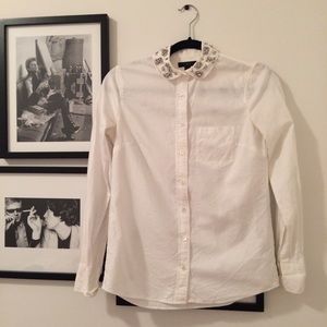 J. Crew Dress Shirt with Bejeweled Collar