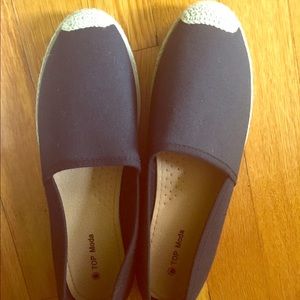 Navy blue slide on flats