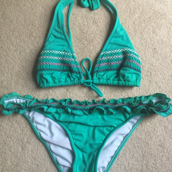 Green Ruffle Bikini
