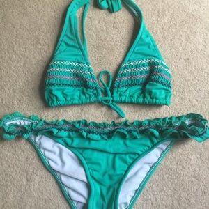 Green Ruffle Bikini