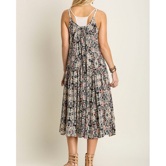 Tie Front Maxi Printed Vest Duster - Picture 2 of 4