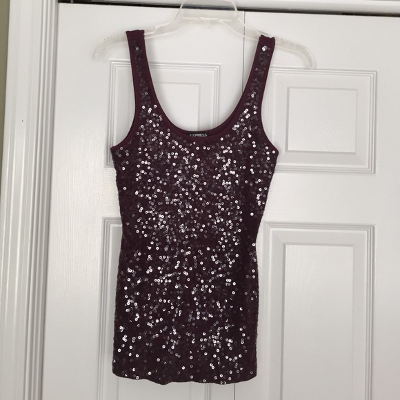 Dressy burgundy sequined tank