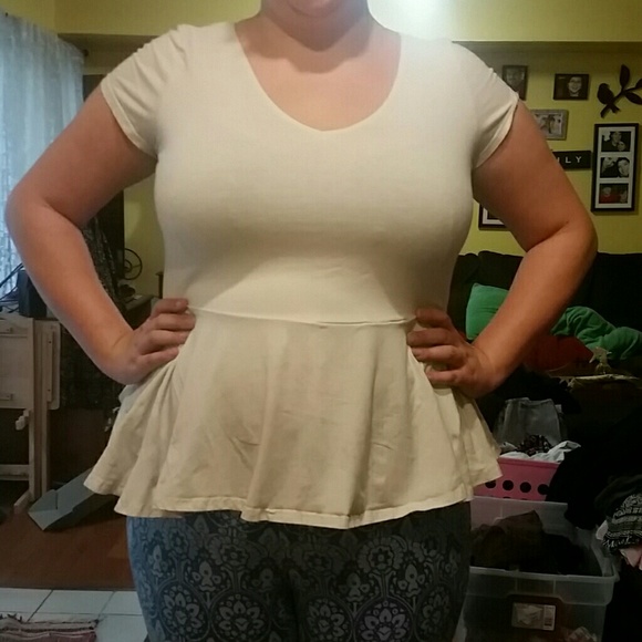 White knit peplum top